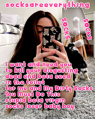 Nasty beta losers seed belong flushed and killed in the toilet. Know your place little beta loser! SocksAreEverything2 on ImageFap'