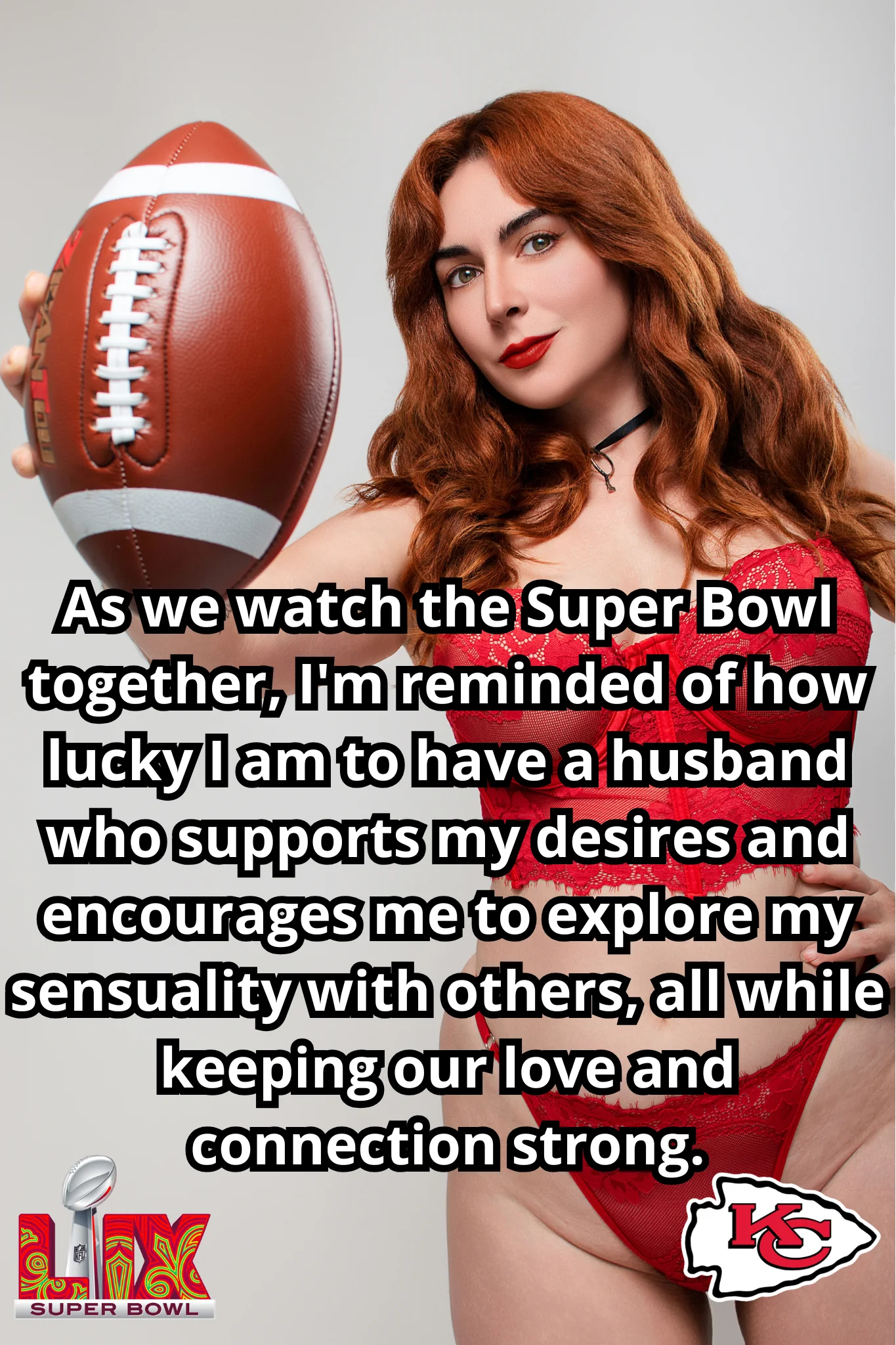 Just like the Super Bowl teams work together towards a common goal, our relationship is a team effort, where we support each other's desires and boundaries, and I get to enjoy being a hotwife with his full encouragement and love. [No Imagefap] picture 1 of 1