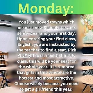 New School New You. Decide who you get to fuck throughout the week! Tell me which ones you picked.'