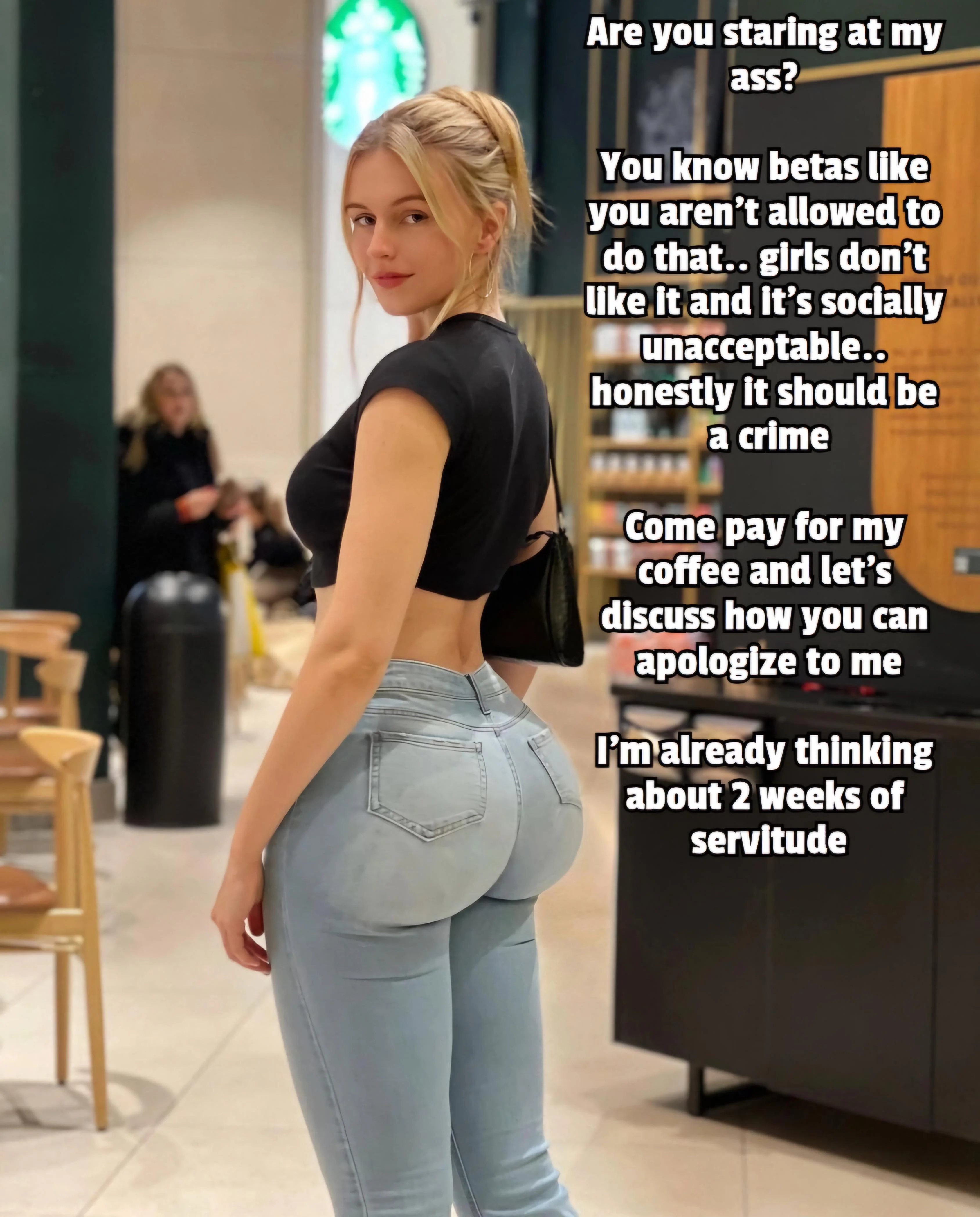 How else should you apologize to her for staring at her ass? (Captionsforever on imagefap) picture 1 of 1