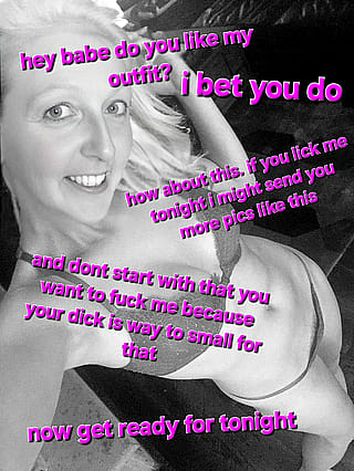 I just got this crazy request of someone that found a pic of someones wife and wanted me to make a caption of his wife and this is the thing i made. That guy is so pathatic that he even sended me nudes of his wife (Humiliationenjoyer on imagefap)'