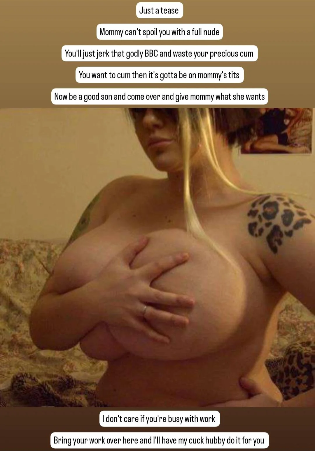 That godly BBC cum has to land on Mommy's tits picture 1 of 1
