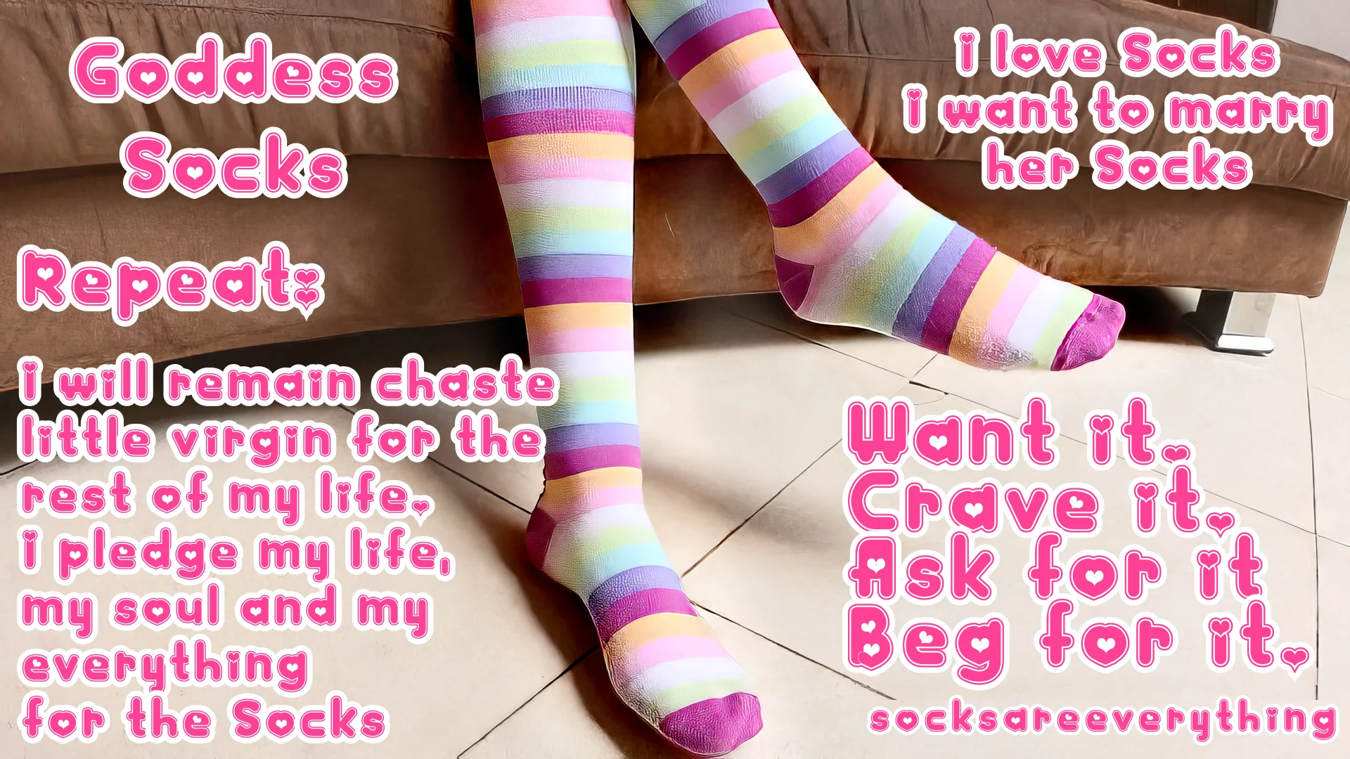 You will remain chaste little beta virgin for the rest of your life for me, my socks and my socked feet! You love my Socks! Its your destiny to marry my socks! You are SocksSexual beta loser! picture 1 of 1