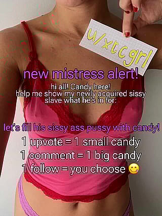 let's fill my new sissy up 😋🍭🍬🔐'