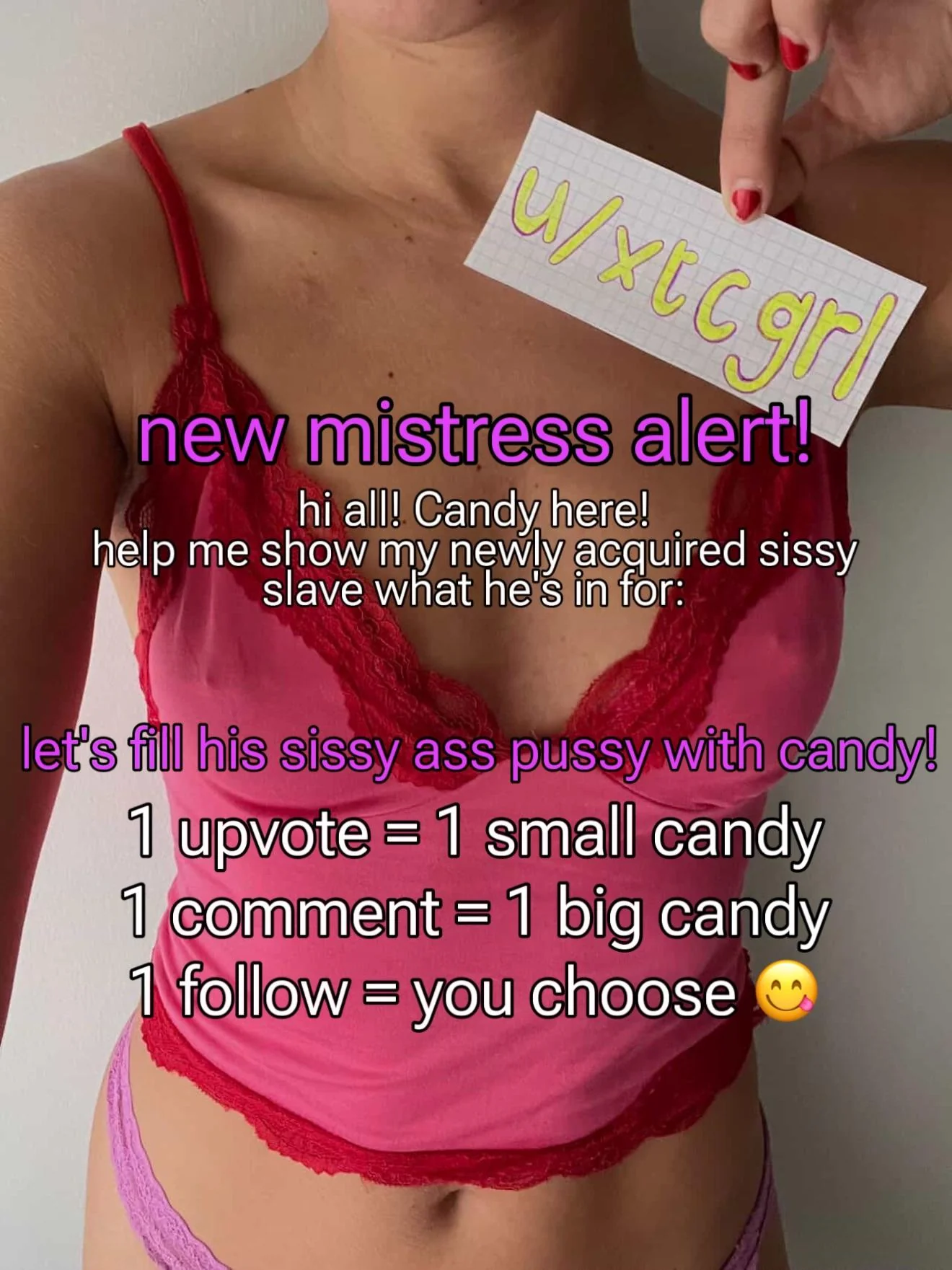 let's fill my new sissy up 😋🍭🍬🔐 picture 1 of 2