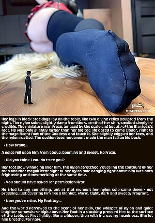 Now you're mine. My foot toy..'