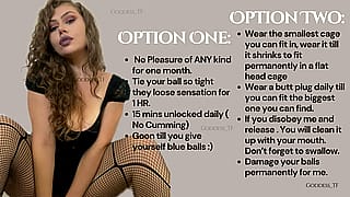 Choose Your Fate : Option One Or Two? by u/Goddess_T-F on r/FemdomCBTcaptions'