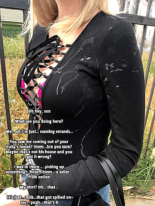 Caught My Naughty MILF Mom Slippin' Outta My Bully's Spot with Stained Tee'