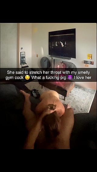 Watching my wifey scrub down the gym bro's sweaty package like a good little cleaner 😏'