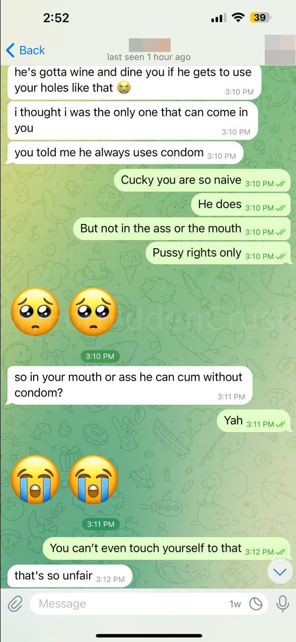 Cucky's Locked Up While I Get Stuffed - The Full Drippy Convo picture 3 of 4
