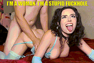 Feminist to filthy breeding slut~ Your turn's coming~'