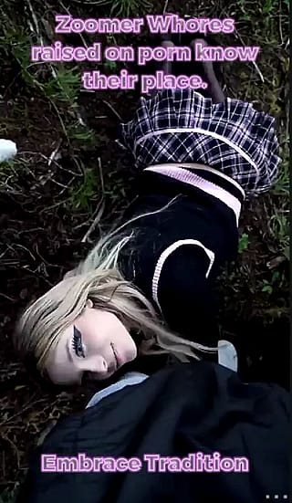 Pathetic sluts crave the dirt under our soles.'