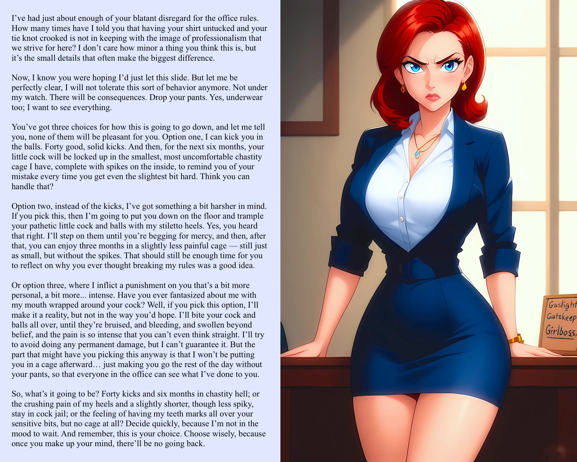 Boss's Wild Choices: Bend Over or Get Out [AI Heat] picture 1 of 1