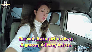 Naughty Asian Delivery Babe Gets Creamed in Her Van!'