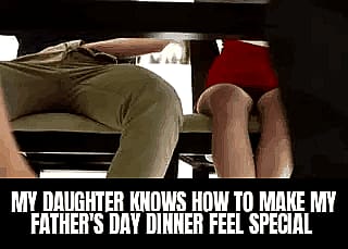 Daddy's Special Dinner Treat – Naughty Hands Under the Table'