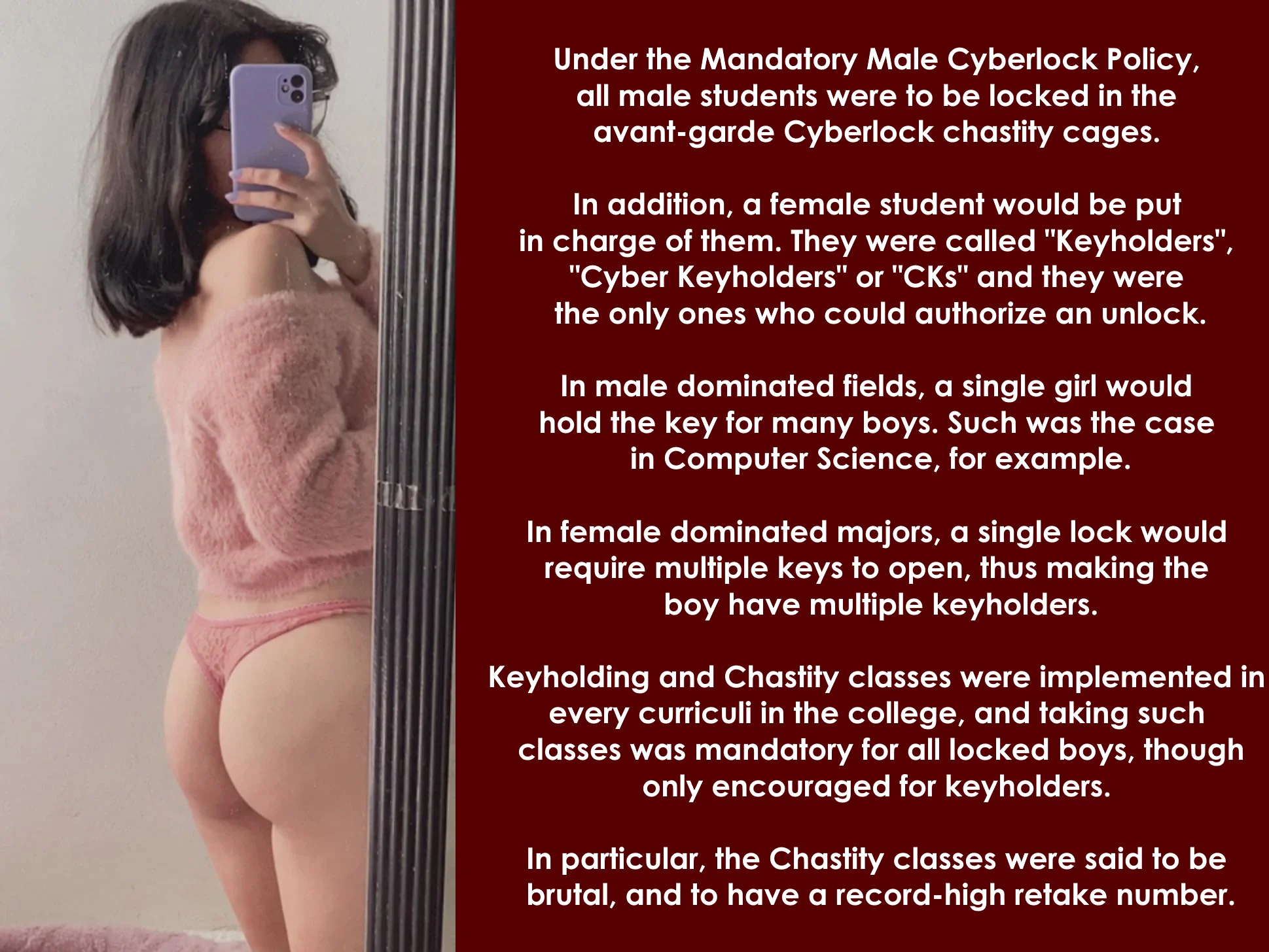 The Mandatory Male Cyberlock Policy sure changed the college experience, for boys and girls alike🩷🔑 picture 1 of 1