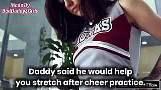 Daddy's Cheerleader Stretching Session Turned Wild'