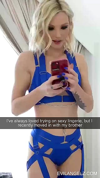Surprise Obedience: Blonde Bombshell Kneels for Step-Sibling's Command'