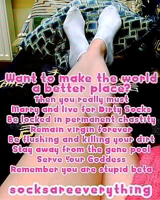 Bow Down to Your Beta Fate: Worship My Socked Goddess Feet'