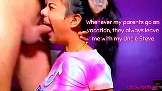 Uncle Steve's Filthy Fucktoy Gets Her Throat Wrecked While Parents Are Out'