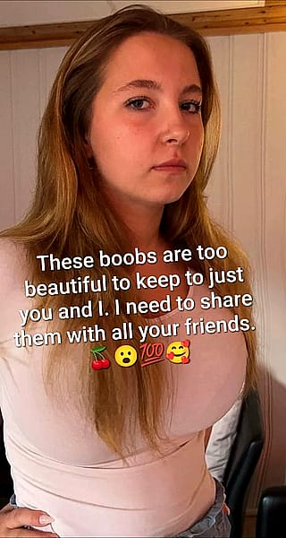 Shared those perfect tits with the bull'