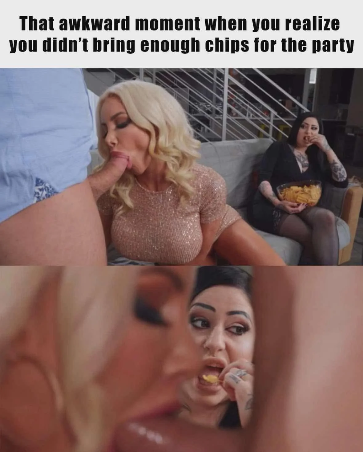 Busty Bitch Craves Cock and Crisps picture 1 of 1