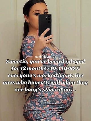 Fuck yeah, soldier boy! Your wife's been bred proper while you were playing hero'