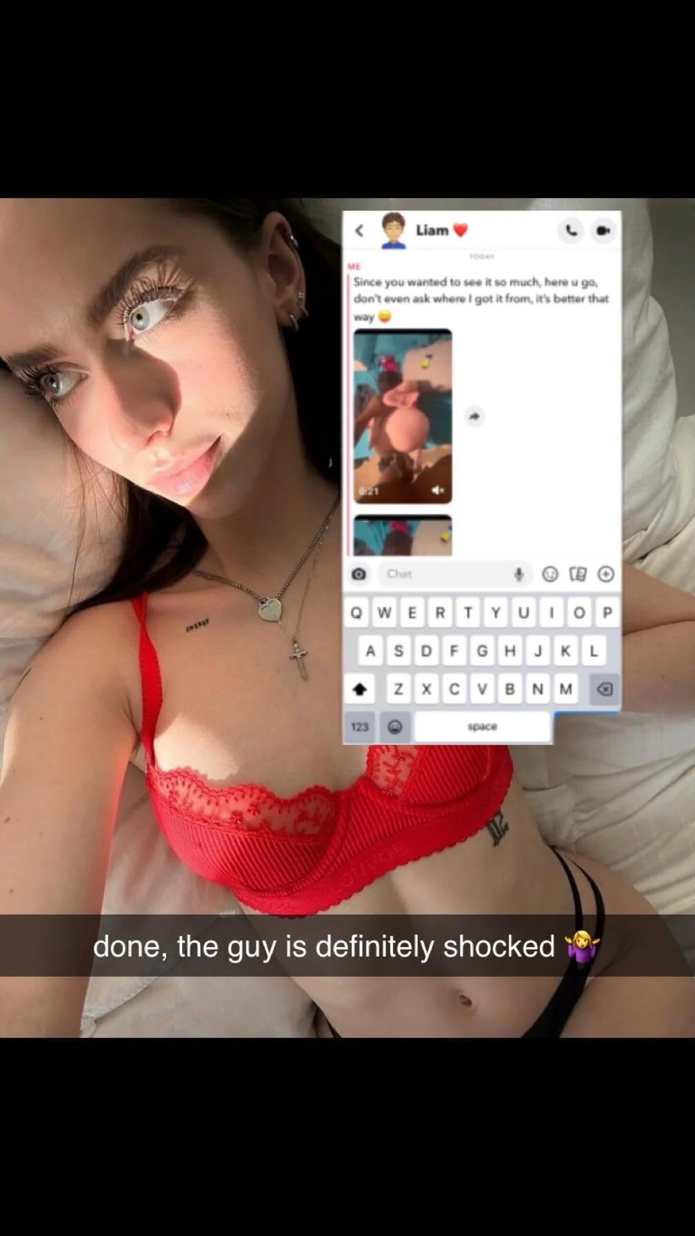 Heartless slut sent her boyfriend her past sex tapes with his friend, and now she’s going to cheat on him. It’s his fault. PART 1. picture 3 of 20