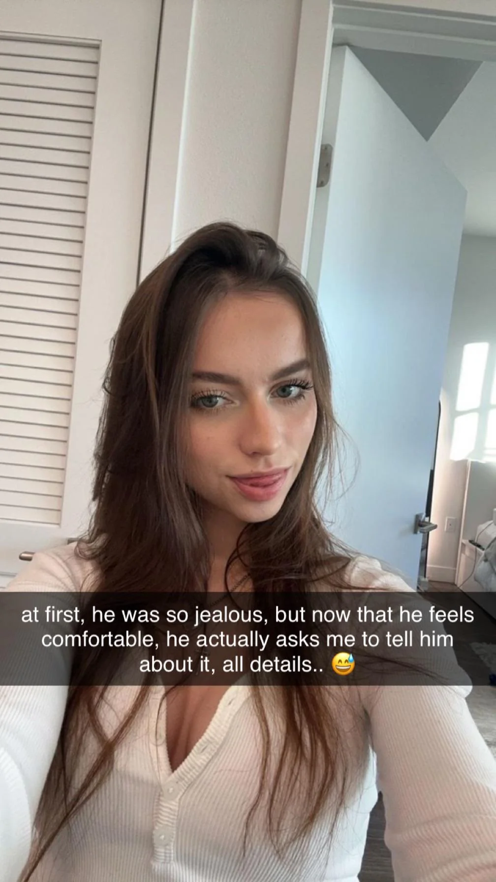 Heartless slut sent her boyfriend her past sex tapes with his friend, and now she’s going to cheat on him. It’s his fault. PART 1. picture 9 of 20