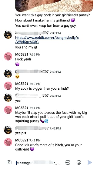 Recent chat with some guy who wants me to fuck his girlfriend'