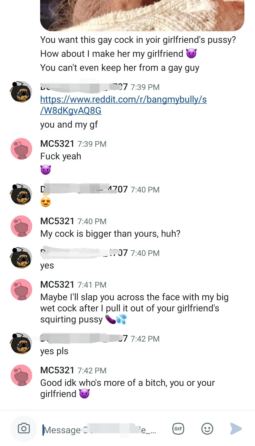 Recent chat with some guy who wants me to fuck his girlfriend picture 1 of 1