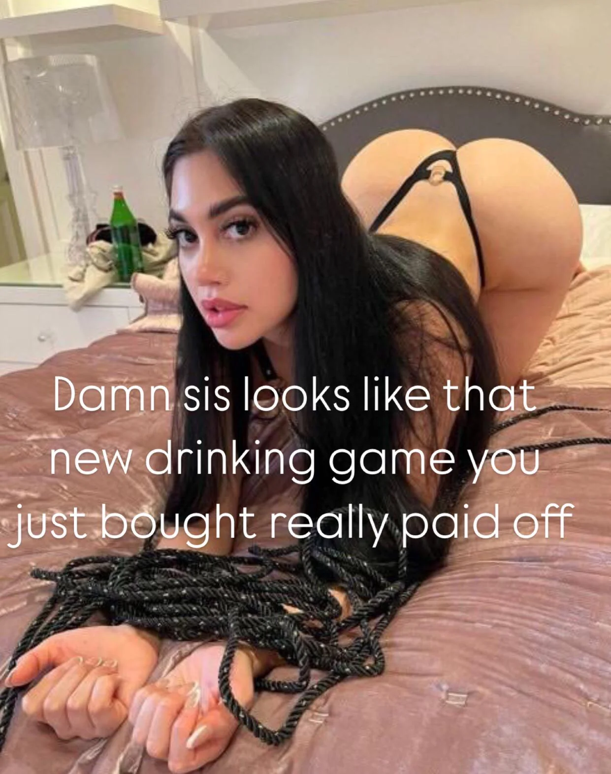 Got my thick older sister to do some crazy shit with this drinking game picture 1 of 1