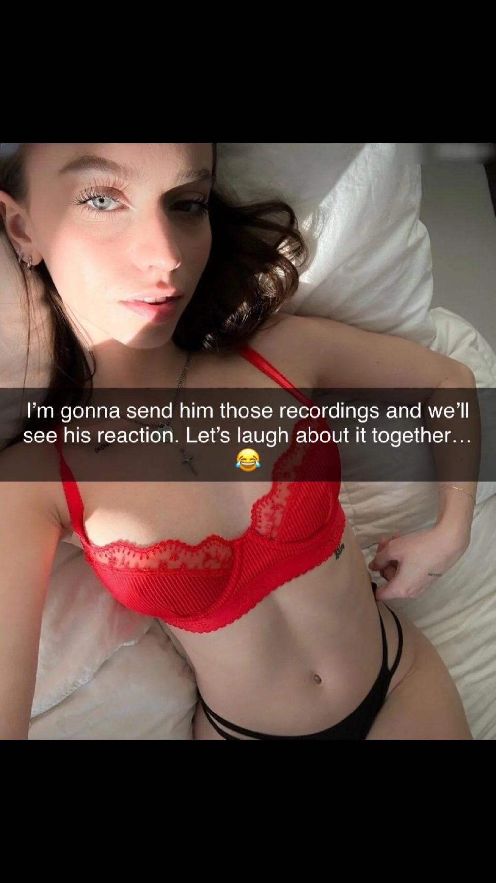 Heartless slut sent her boyfriend her past sex tapes with his friend, and now she’s going to cheat on him. It’s his fault. PART 1. picture 13 of 20