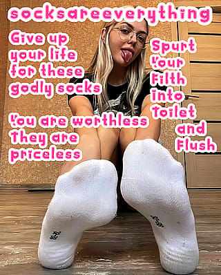 You are stupid sockssexual beta loser and you are worthless. While my socks are priceless!!! Remember to always ruin your spurts into and squirt into the toilet! Kill your beta sperm in the drain little beta loser!'