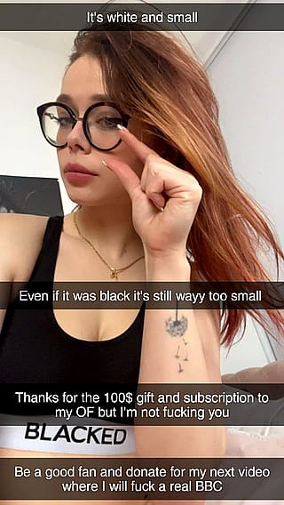 She promised to fuck any fan that subscribed to her OF and gave a 100$ gift.. if they are BBCs (captionsforever on imagefap)'