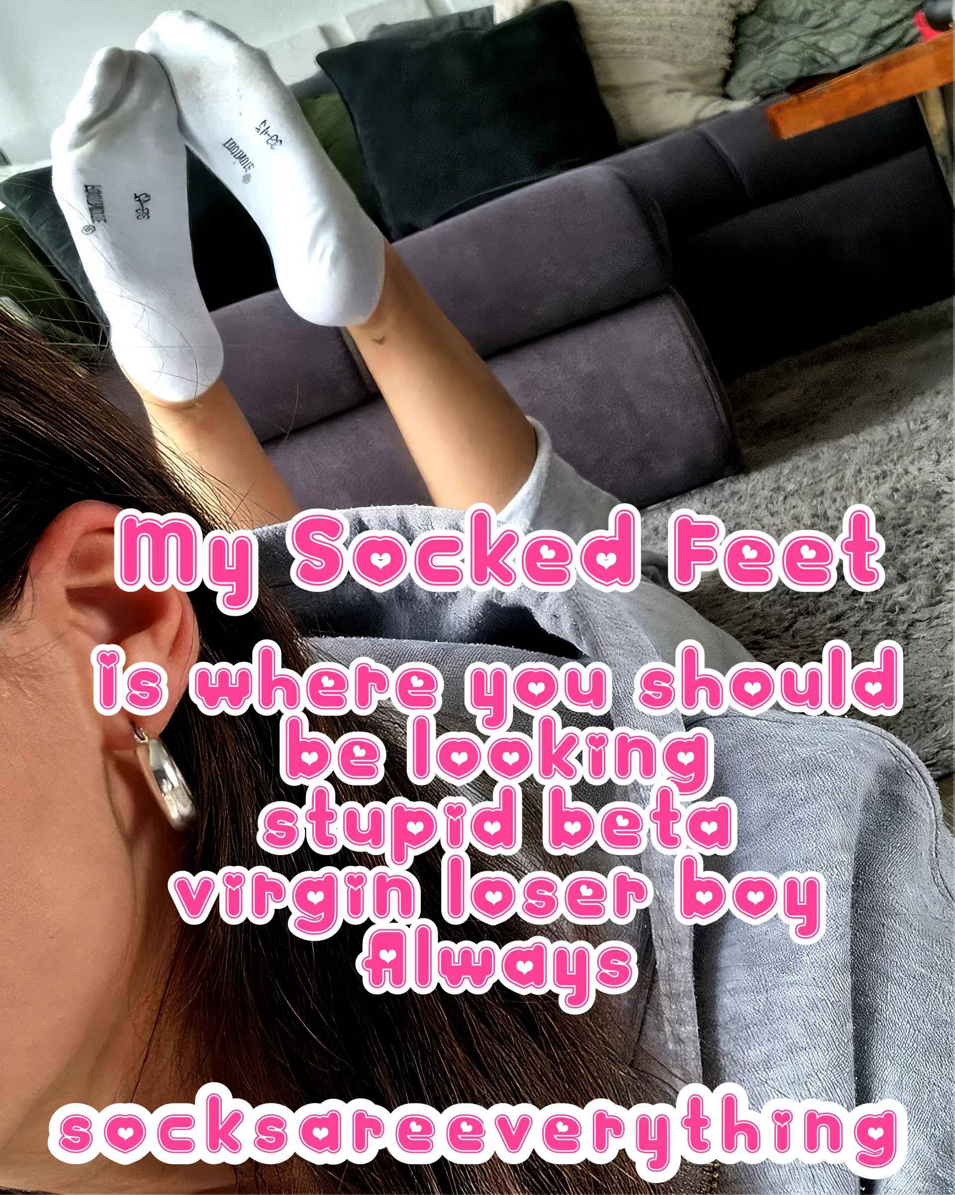 My socked feet - the place where you should be looking at my little sockssexual beta loser! Know your place! There are only socks and socked feet for you! SocksAreEverything2 on ImageFap picture 1 of 1