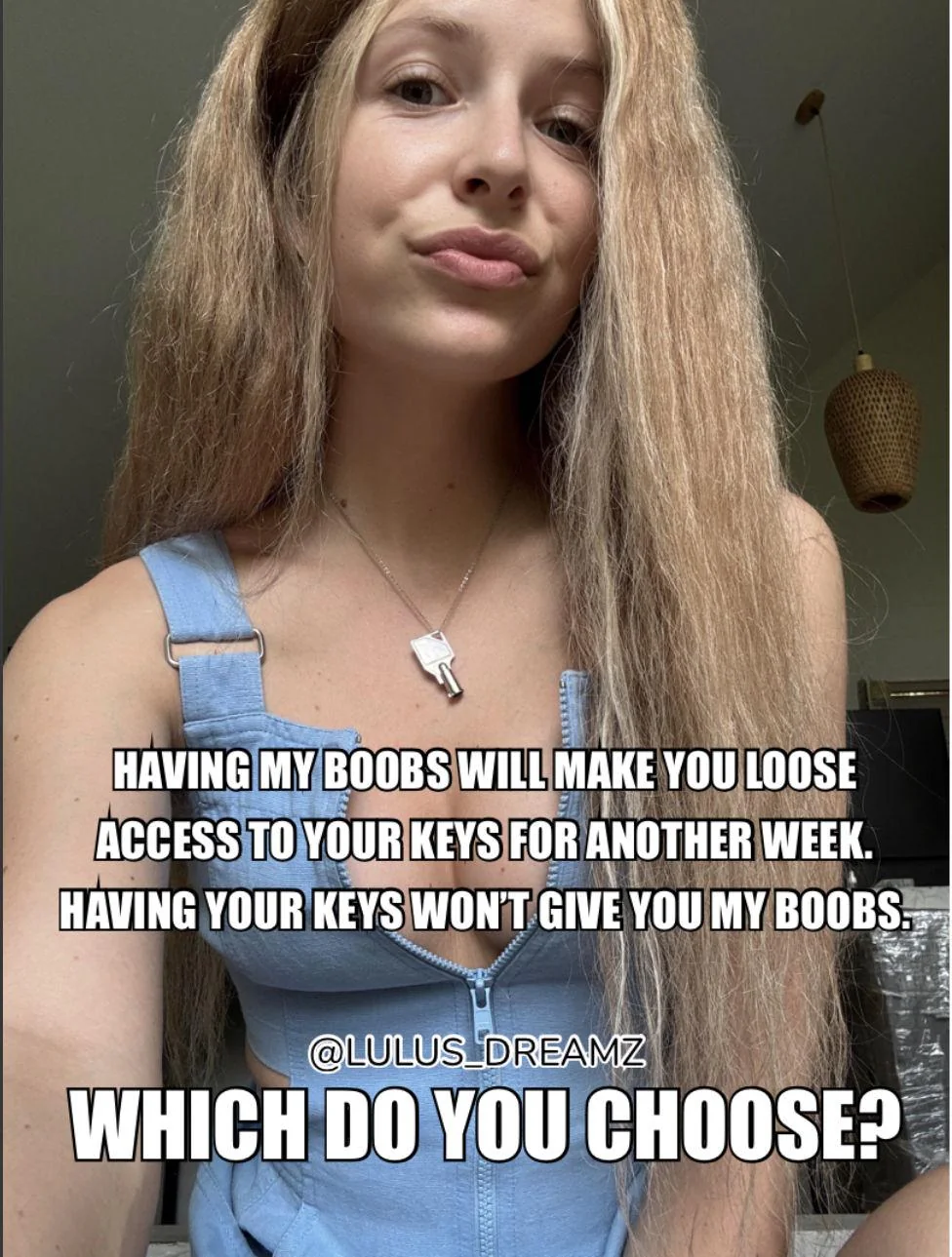 Do you choose boobs or your chastity keys? picture 1 of 1