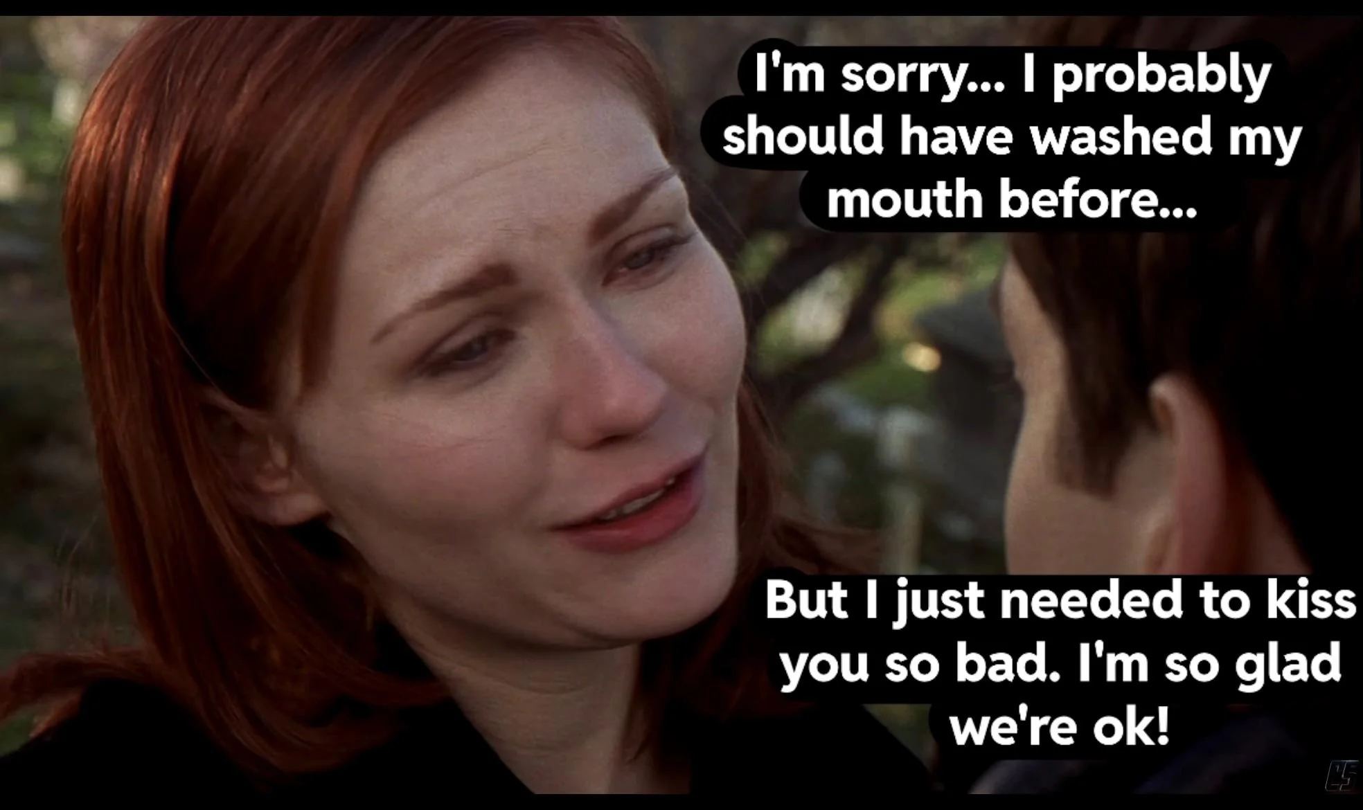 Your girlfriend, Mary Jane Watson, has gotten very close to your best friend. After some weeks, she confesses the truth. Will you be able to trust her again? [Kirsten Dunst] picture 16 of 16