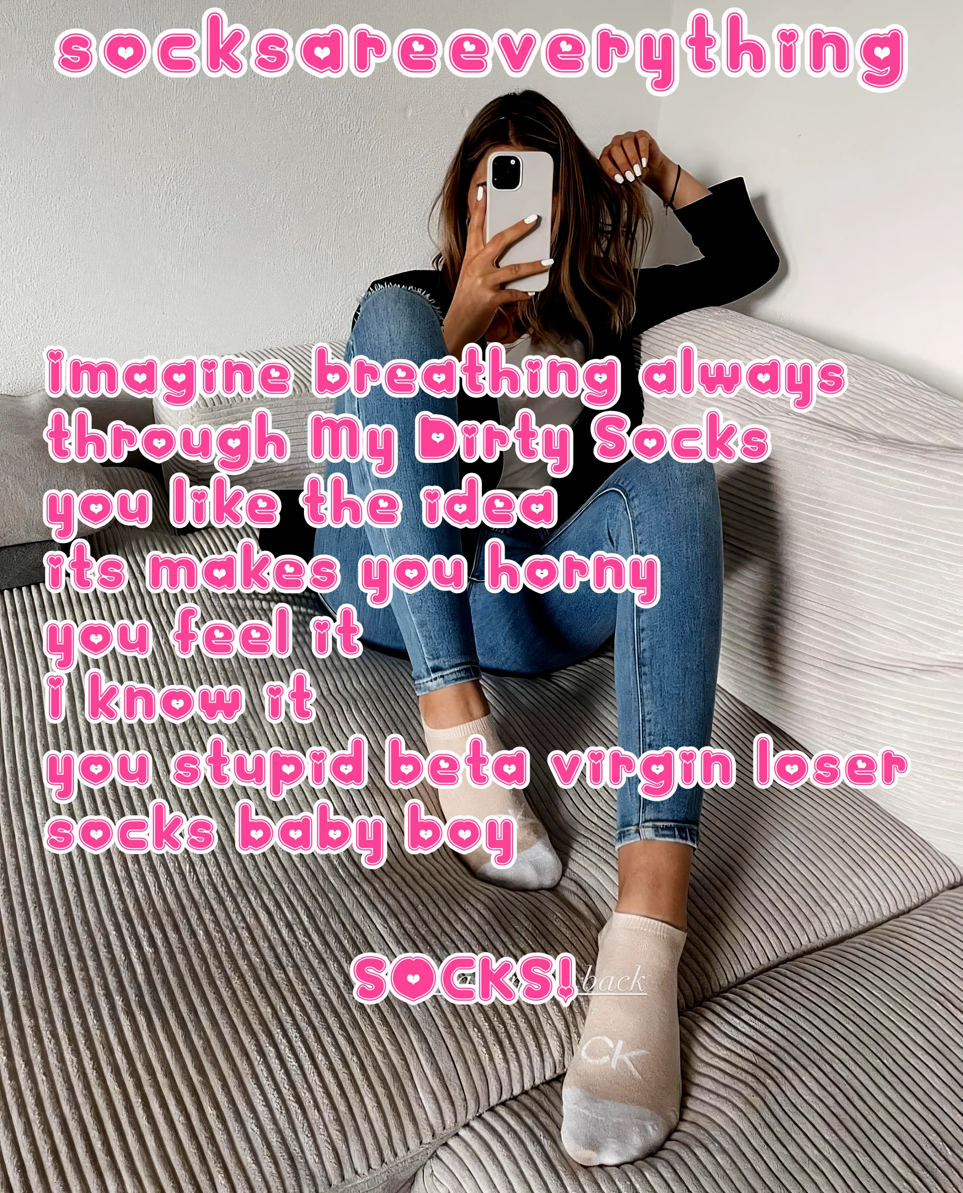 Imagine always breathing through my socks. Tongue out little beta loser. I know you want that! Thats your beta place! SocksAreEverything2 on ImageFap picture 1 of 1