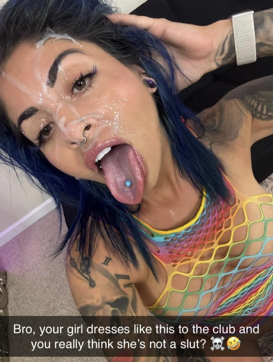 Not even five minutes after you go to get some drinks and she’s already on her knees letting drunk strangers cum on her face infront of everyone picture 1 of 1